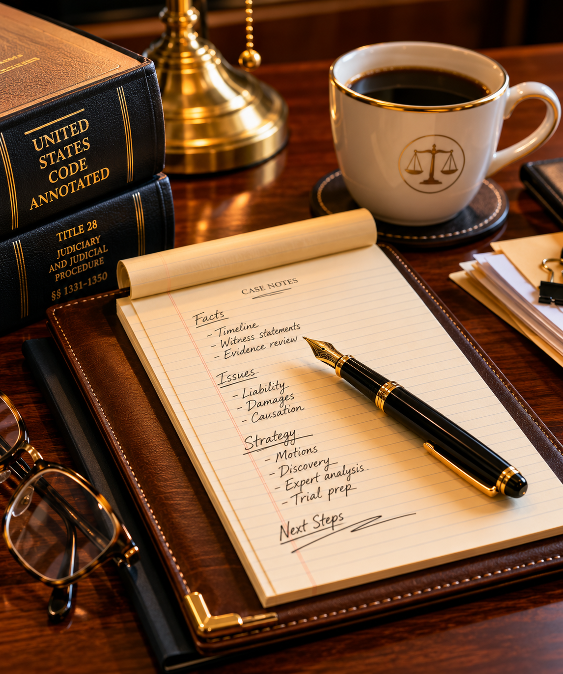 Federal case preparation imagery tied to antitrust violations defense
